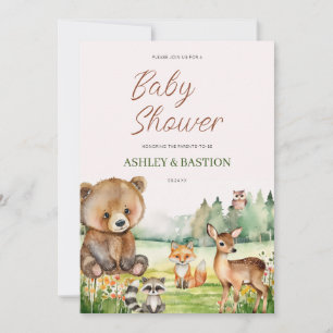 Niedliche Whimsical Neutral Woodland Animal Baby D Einladung