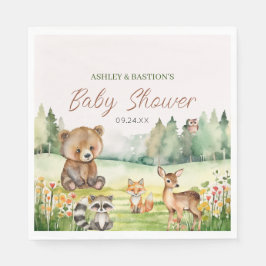 Niedliche Whimsical Neutral Woodland Animal Baby D Serviette