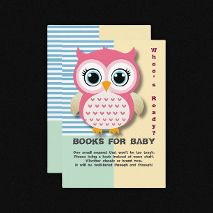 Niedliche Whimsical Pink Owl Babydusche Begleitkarte