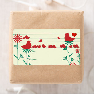 Niedliche Whimsical Red Birds Weihnachtsmarken