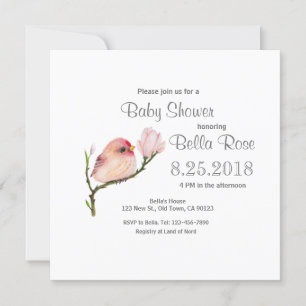 Niedliche Whimsical Redpoll Bird Baby Shower Einla Einladung