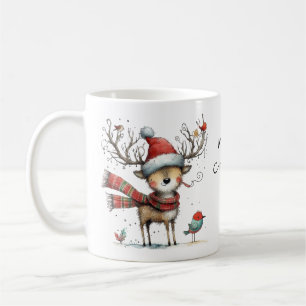Niedliche Whimsical Rentier Frohe Weihnachten Kaffeetasse