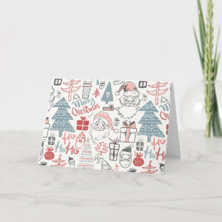 Niedliche Whimsical Weihnachtsbaummuster Rosa Feiertagskarte