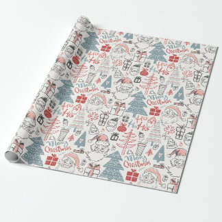Niedliche Whimsical Weihnachtsbaummuster Rosa Geschenkpapier