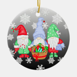 Niedliche whimsical Weihnachtsgnomen Keramik Ornament