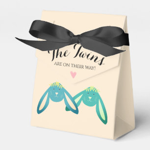 Niedliche Whimsical Yellow Twin Bunnies Babydusche Geschenkschachtel