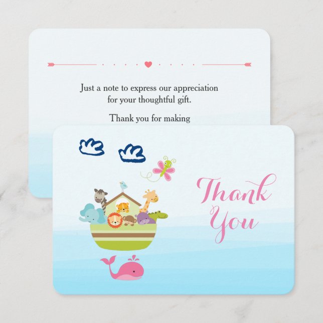 Niedliche Whimsical Zoo Animal Ark Baby Dusche Dan Einladung (Vorne/Hinten)