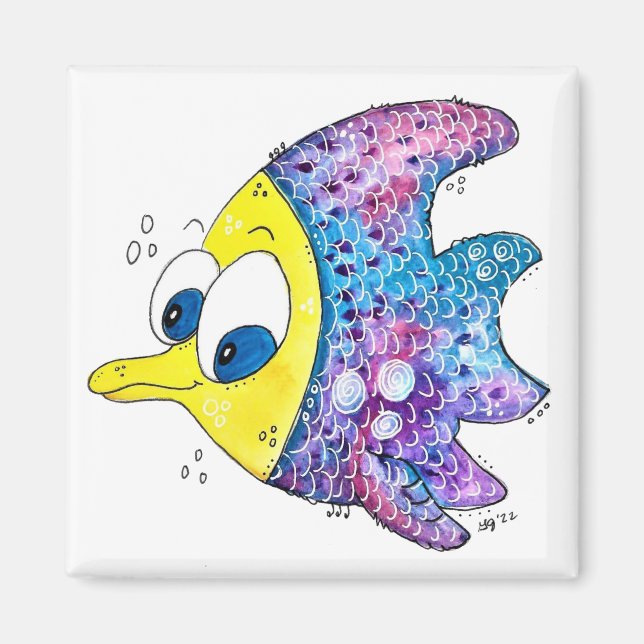 Niedliche Whimsikfarbene Fische Magnet (Vorne)
