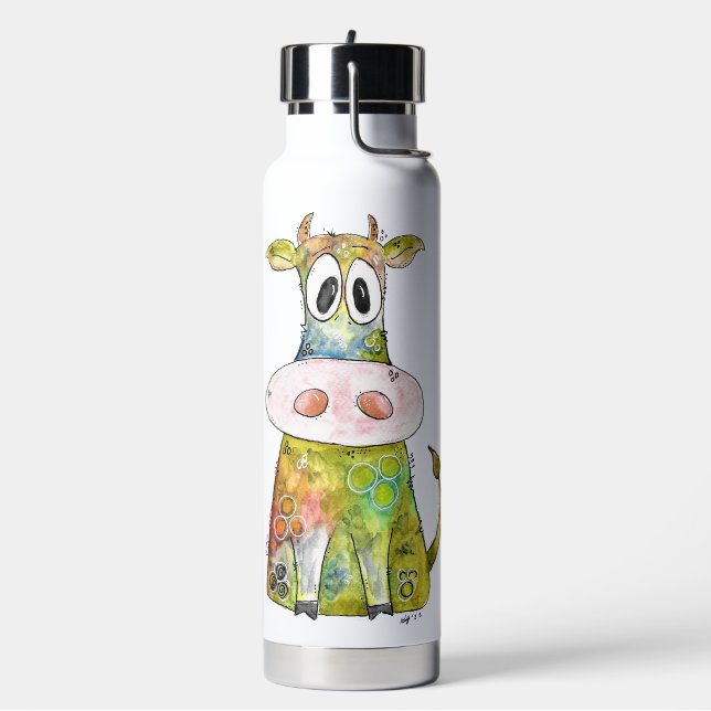 Niedliche Whimsikfarbene Kuh Trinkflasche (Links)