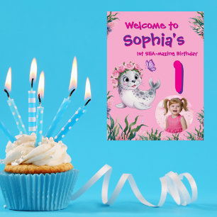 Niedliche Whimsikflorale Sealion Geburtstag Willko Poster