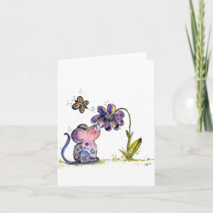 Niedliche Whimsikmouse und Blume Karte