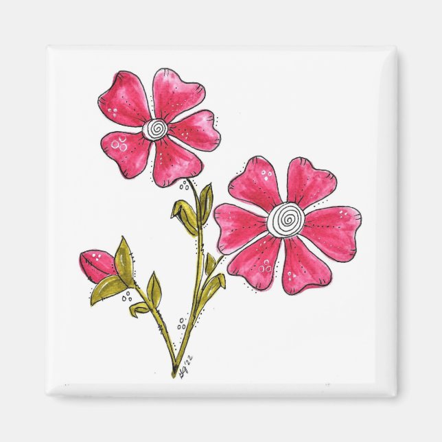 Niedliche Whimsikrosa Blume Magnet (Vorne)