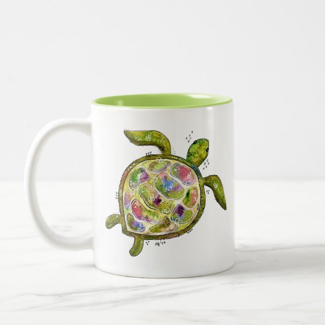 Niedliche Whimsikschildkröte Zweifarbige Tasse (Links)