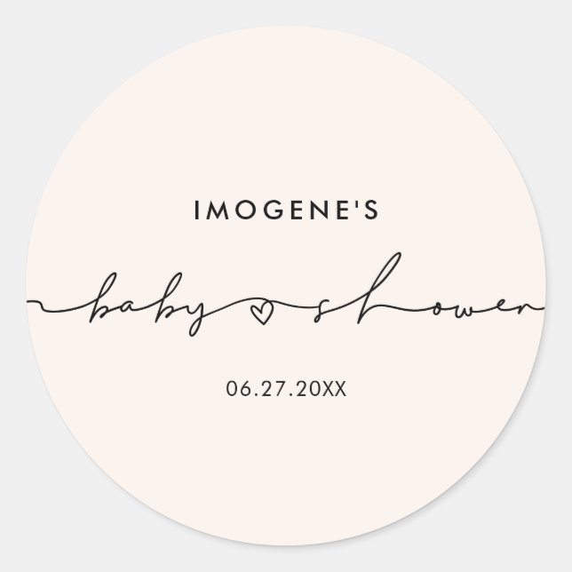 Niedliche Whimsikschrift Baby Dusche Umschlag Aufk Runder Aufkleber (Vorderseite)