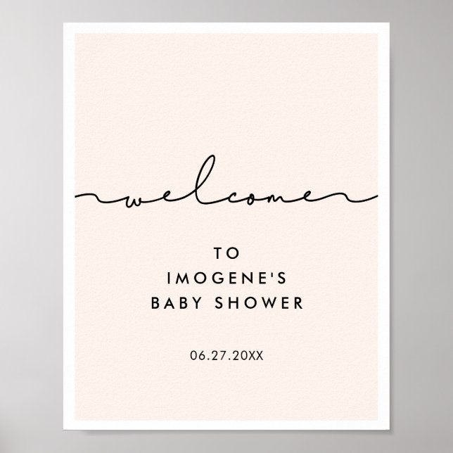 Niedliche Whimsikskripte Kinderdusche Willkommen Poster (Vorne)