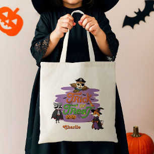 Niedliche Whimsiktiere Halloween Trick oder Trete Tragetasche