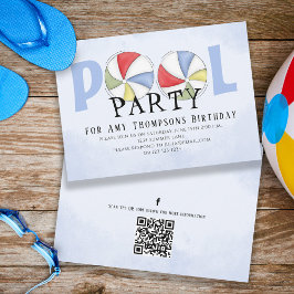 Niedliche Whimsisspass Pool Party QR Code Social M Einladung