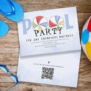 Niedliche Whimsisspass Pool Party QR Code Social M Einladung