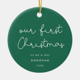 Niedliche whimsistische Schrift Unser erstes Foto Keramik Ornament