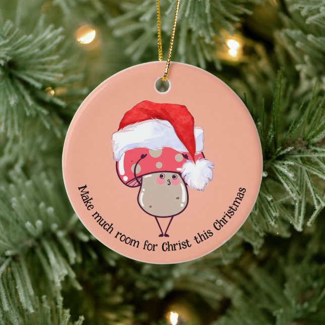 Niedliche Whimsistische Weihnachtsfeier Santa Mush Keramik Ornament (Baum)