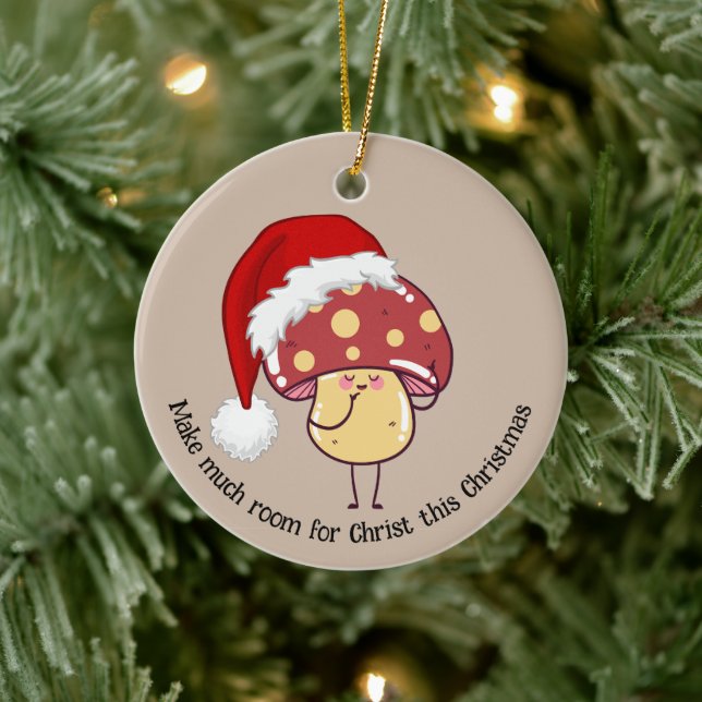 Niedliche Whimsistische Weihnachtsfeier Santa Mush Keramik Ornament (Baum)