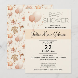Niedliche Whimsy-Babydusche - Balloons Einladung