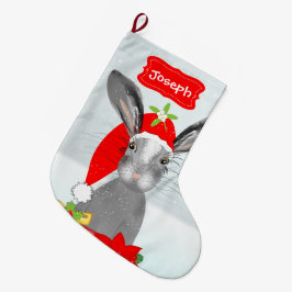 Niedliche Whimsy Weihnachtsbunny Rabbit peronisier Großer Weihnachtsstrumpf