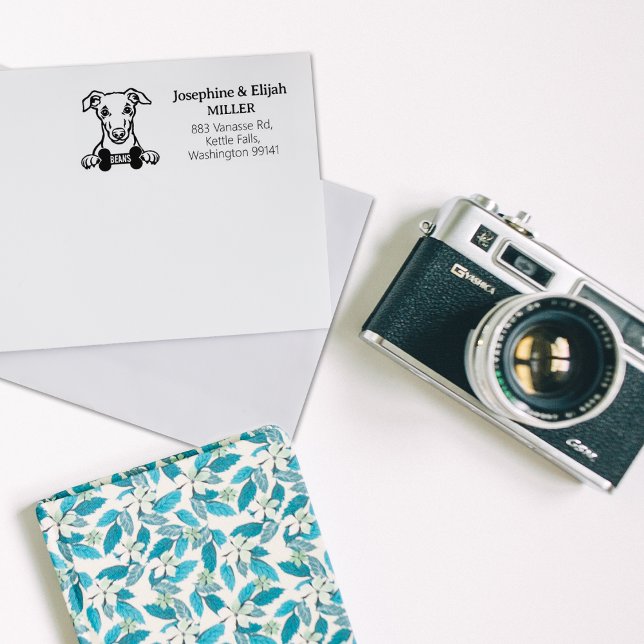 Niedliche Whippet Hund-Rücksendeadresse Gummistempel (Von Creator hochgeladen)