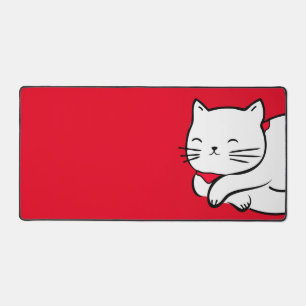 Niedliche White Cat Sleeping Desk Mat Schreibtischunterlage