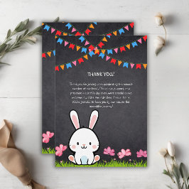 Niedliche White Chalkboard Bunny Baby Dusche Dankeskarte