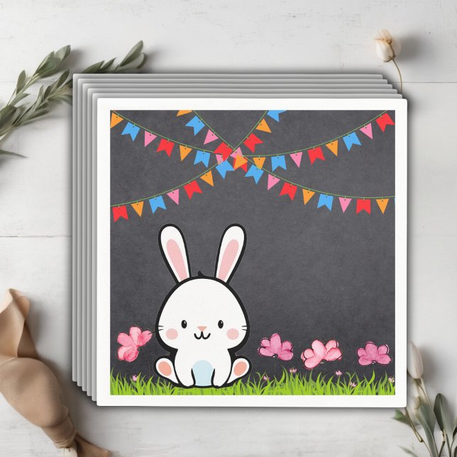 Niedliche White Chalkboard Bunny Baby Dusche Serviette (Von Creator hochgeladen)