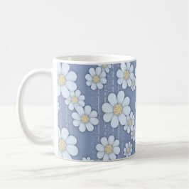 Niedliche White Daisies auf Blue Daisy Kaffeetasse