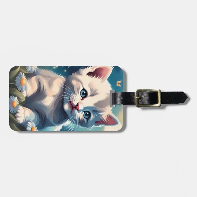 Niedliche White Kitte Katze Acrylspecktag Gepäckanhänger