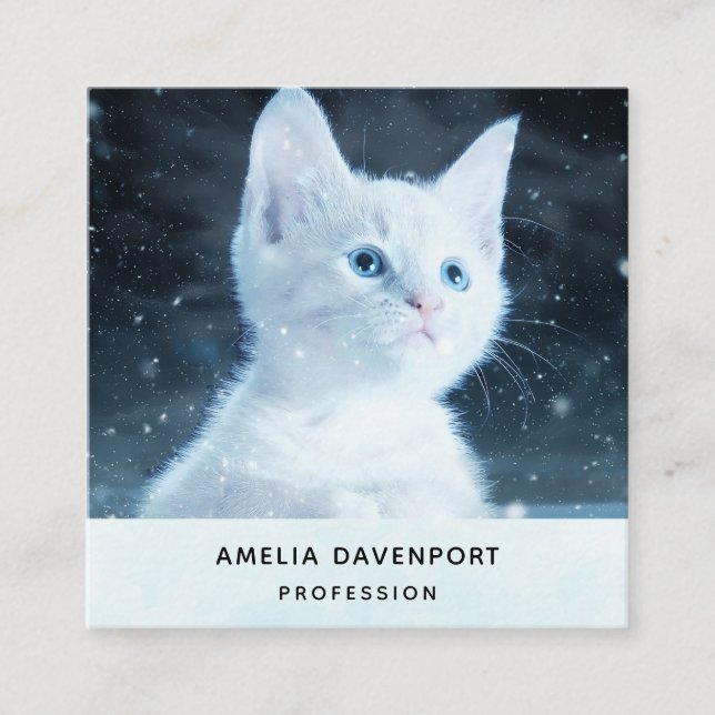 Niedliche White Kitten mit Hübschen Blue Eyes Quadratische Visitenkarte (Vorderseite)