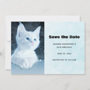 Niedliche White Kitten mit Hübschen Blue Eyes Save The Date