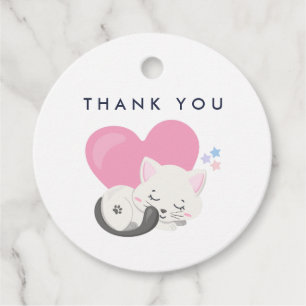 Niedliche White Kitty Cat Schlafen Vielen Dank Geschenkanhänger