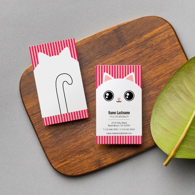 Niedliche White Kitty Cat Sitter Haustier Visitenkarte (Von Creator hochgeladen)