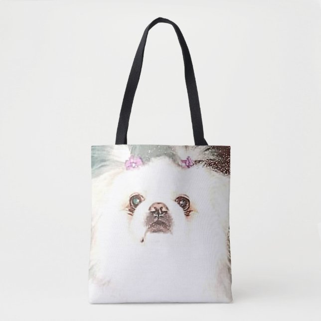 Niedliche White Pekingese Dog Tasche (Vorderseite)