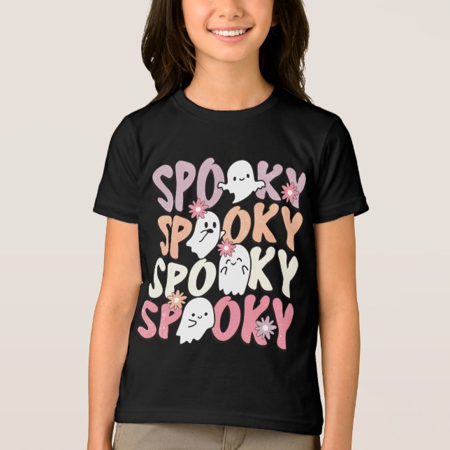 Niedliche Wiederholungs-Spooky Halloween-Ghost-Typ Tri-Blend Shirt (Vorderseite)
