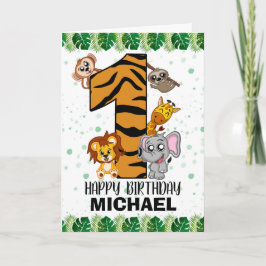 Niedliche wild lebende Jungtiere zum ersten Geburt Karte