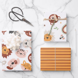 Niedliche wild lebende Tiere Geschenkpapier Set