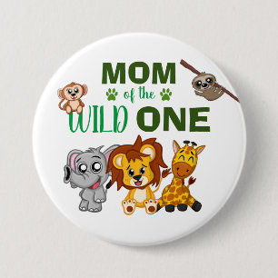 Niedliche Wild One Jungle Safari Zoo Mama Button