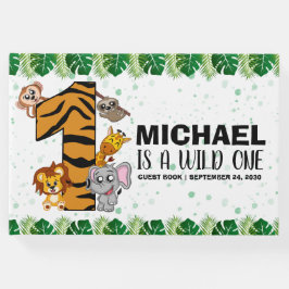 Niedliche Wild One Safari Jungle Tiere 1. Geburtst Gästebuch