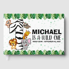 Niedliche Wild One Safari Jungle Tiere 1. Geburtst Gästebuch
