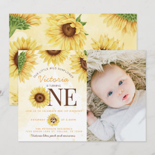Niedliche Wild-Sonnenblume, die 1. Geburtstag Part Einladung