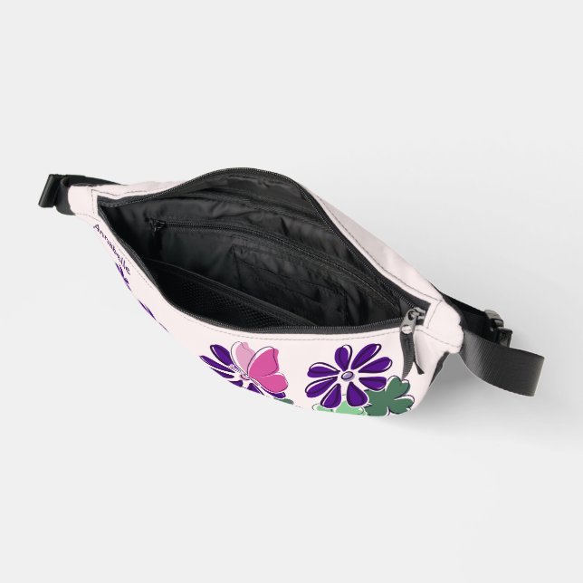 Niedliche Wildblume Butterfly Doodle Name Bauchtasche (Offen)