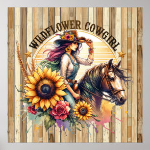 Niedliche Wildblume Cowgirl Western Poster