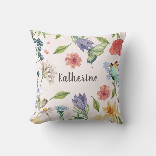 Niedliche Wildblume Girl Baby Kinderzimmer-Dekorat Kissen (Vorderseite)