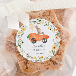 Niedliche Wildblume Kaninchen Ostern Geburtstag Runder Aufkleber