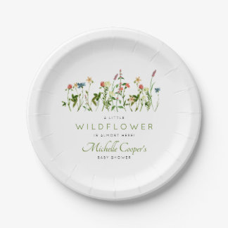 Niedliche Wildblume Kinderdusche Pappteller